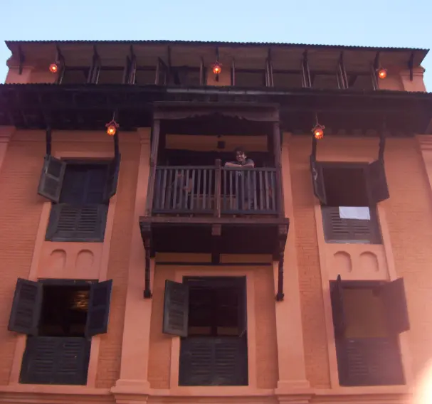 View of Gaun Ghar Hotel from outdoor dining area